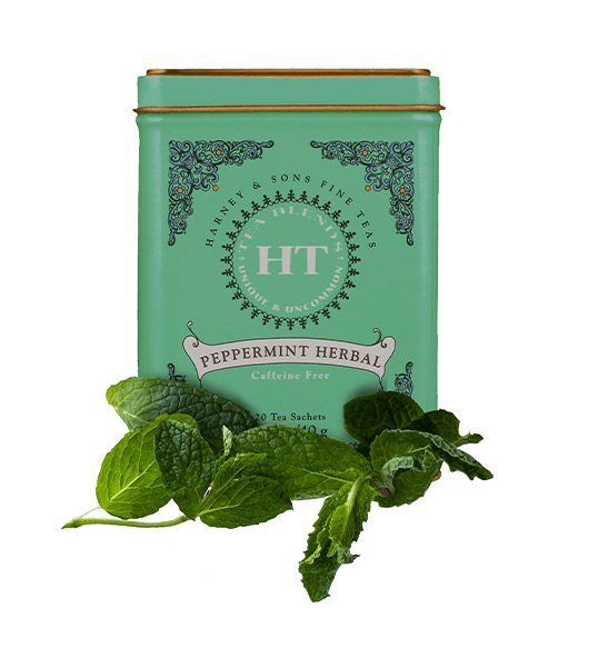 hover image of mint leaves of peppermint herbal tea